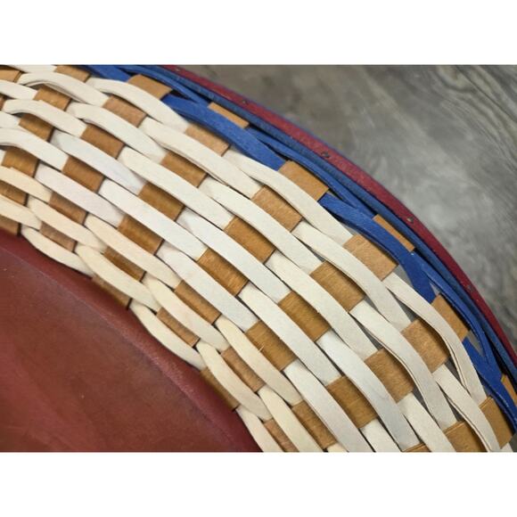 Longaberger Red White Navy Flat Swoop Basket Platter Protector 17" x 13" 2009 - Picture 5 of 5